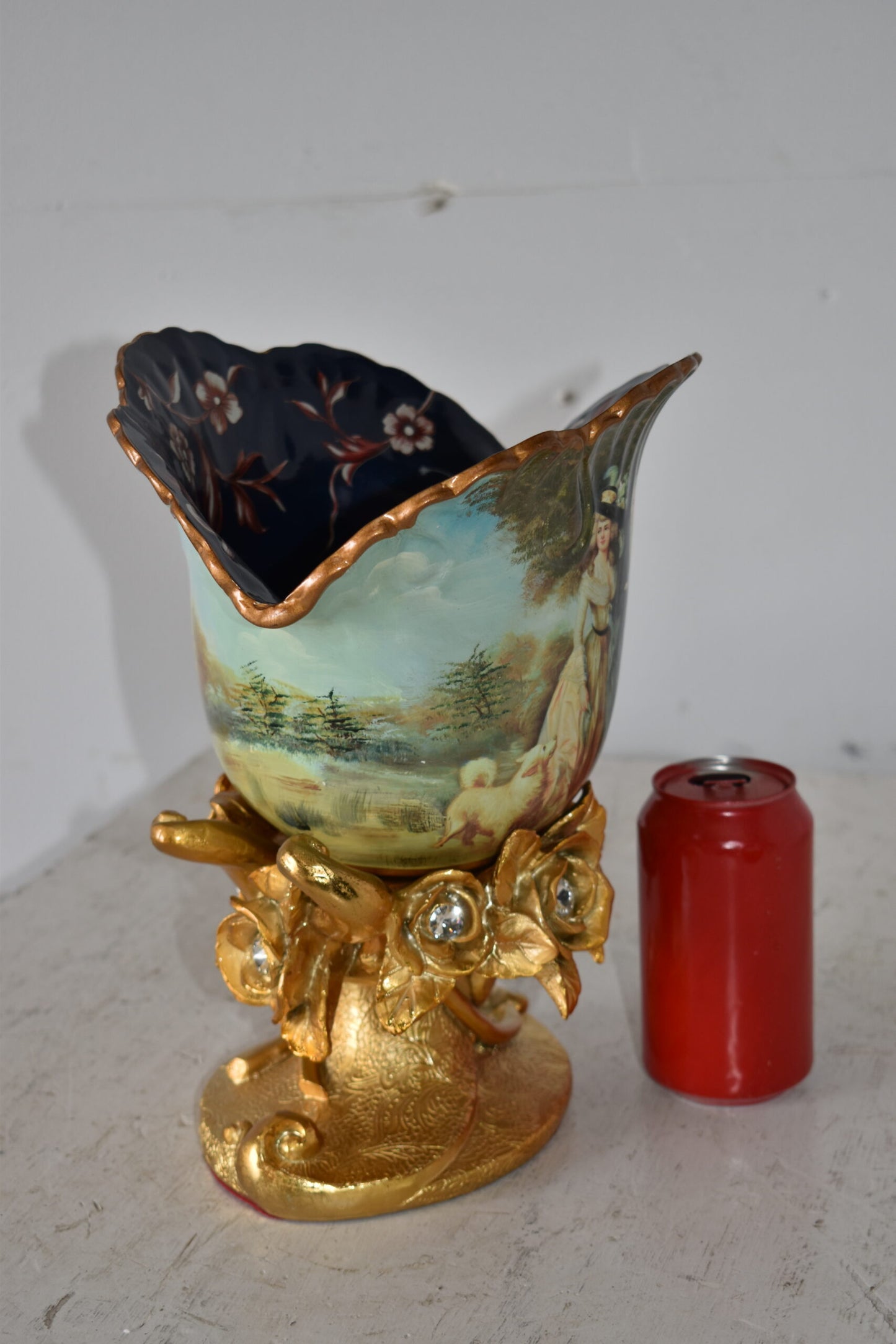 Blossoming Resin Vase with Mr. William Hallett Design Size: 9" x 8" x 12"H