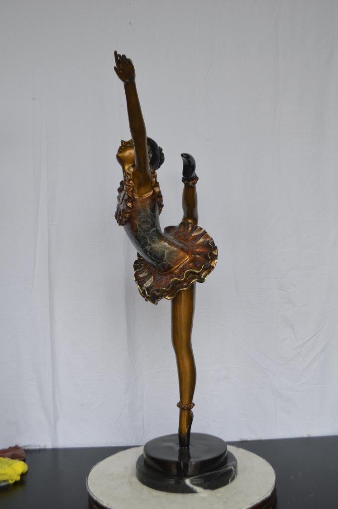 Ballet Dancer Dancing on one Leg Bronze Statue -  Size: 35"L x 14"W x 47"H.