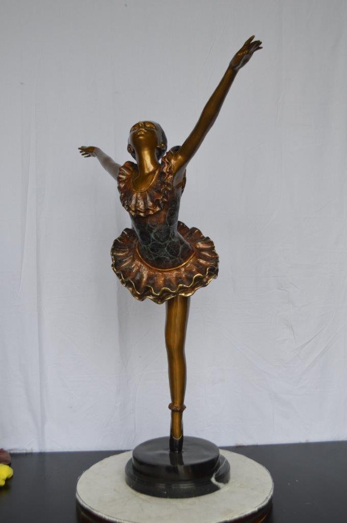 Ballet Dancer Dancing on one Leg Bronze Statue -  Size: 35"L x 14"W x 47"H.