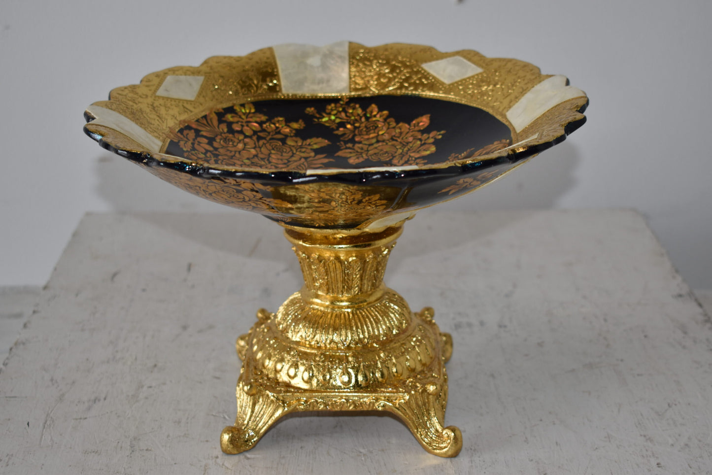 Open and Unique Kylix Decoration Resin Vase   Size: 12" x 12" x 7"H