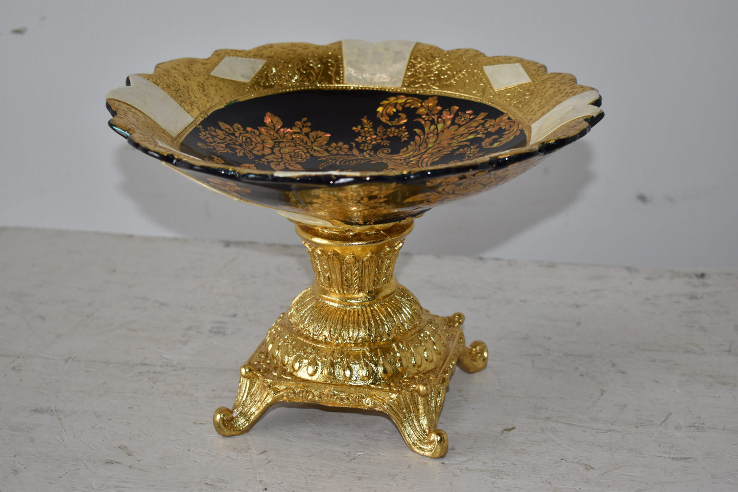 Open and Unique Kylix Decoration Resin Vase   Size: 12" x 12" x 7"H