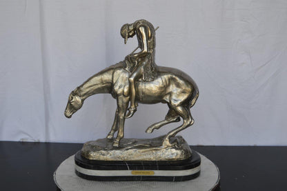 End of the Trail silver finish-James Fraser statue -  Size: 19"L x 9"W x 22"H.