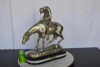 End of the Trail silver finish-James Fraser statue -  Size: 19"L x 9"W x 22"H.