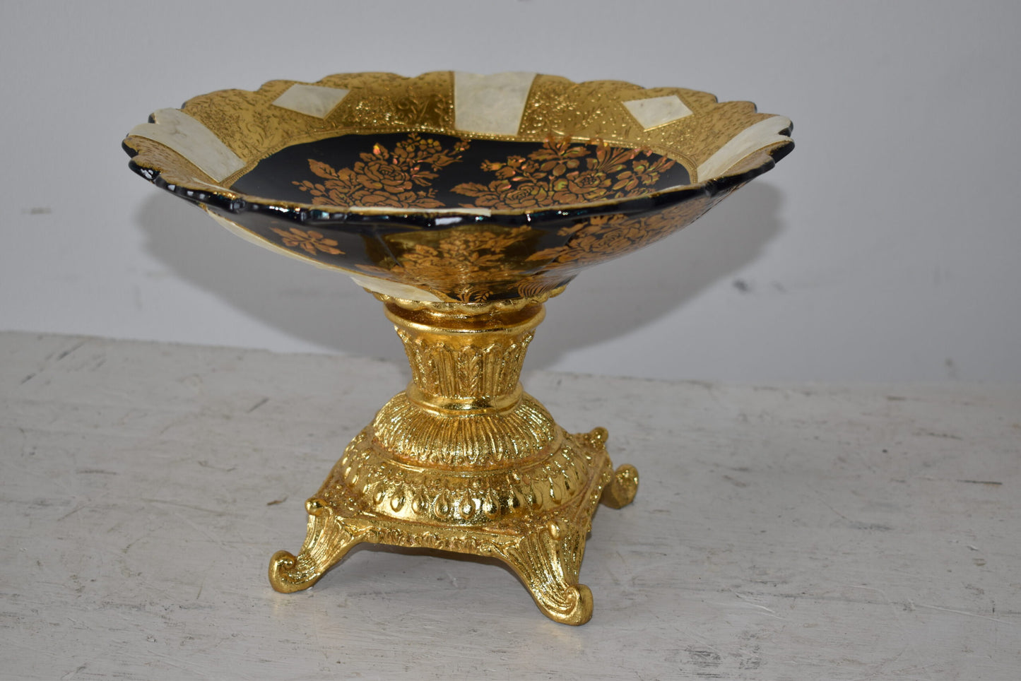 Open and Unique Kylix Decoration Resin Vase   Size: 12" x 12" x 7"H