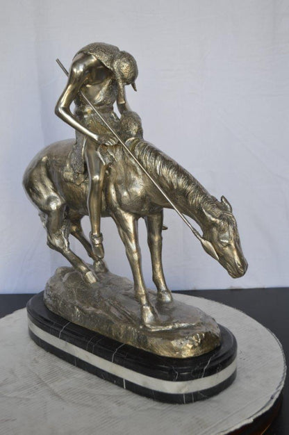 End of the Trail silver finish-James Fraser statue -  Size: 19"L x 9"W x 22"H.