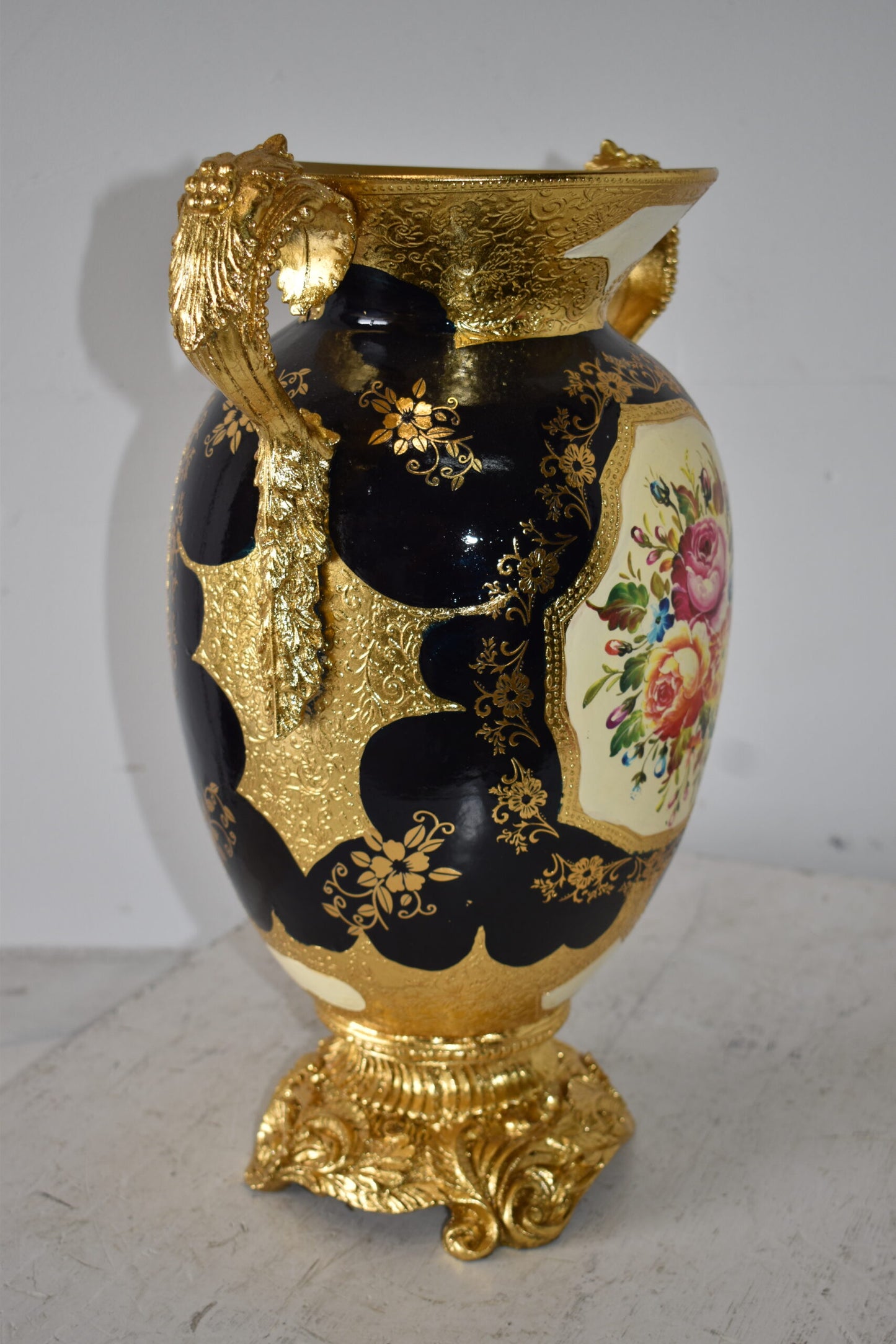 Floral Amphora Designed Decoration Resin Vase Size: 14" x 10" x 18"H