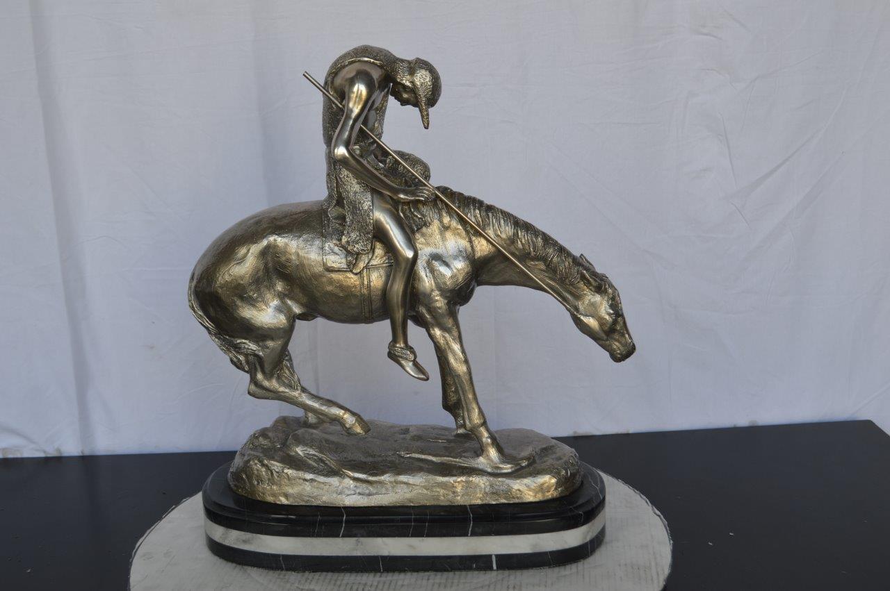 End of the Trail silver finish-James Fraser statue -  Size: 19"L x 9"W x 22"H.