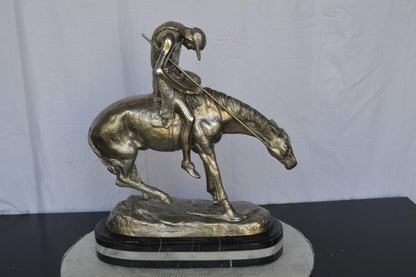 End of the Trail silver finish-James Fraser statue -  Size: 19"L x 9"W x 22"H.