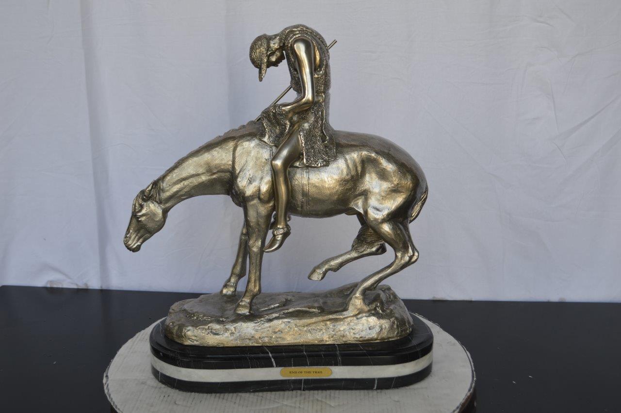 End of the Trail silver finish-James Fraser statue -  Size: 19"L x 9"W x 22"H.