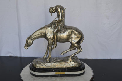 End of the Trail silver finish-James Fraser statue -  Size: 19"L x 9"W x 22"H.