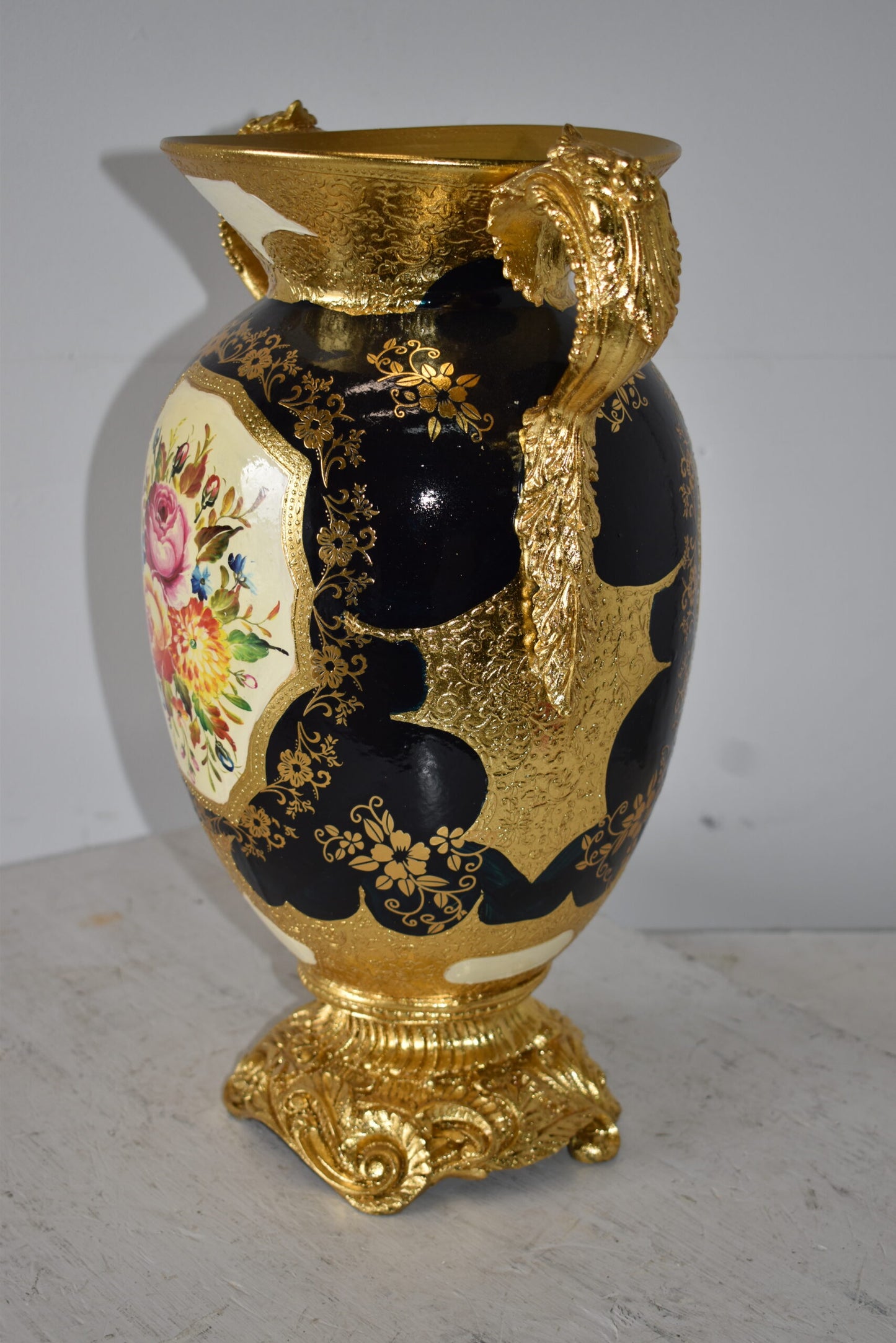 Floral Amphora Designed Decoration Resin Vase Size: 14" x 10" x 18"H