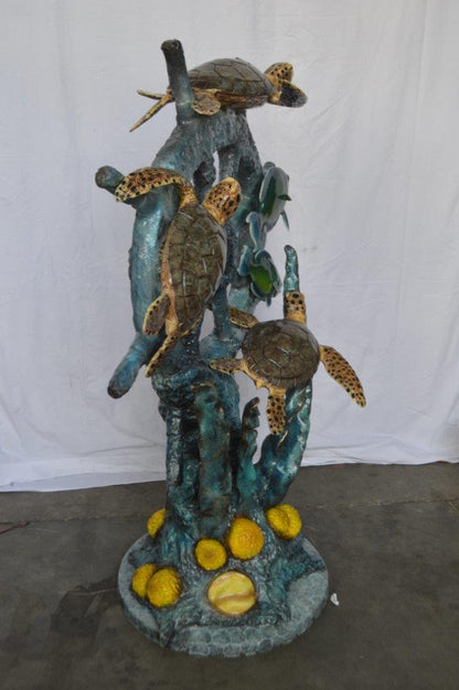 Sunken Boat Anchor W Turtles, Fish Bronze Statue -  Size: 39"L x 23"W x 51"H.