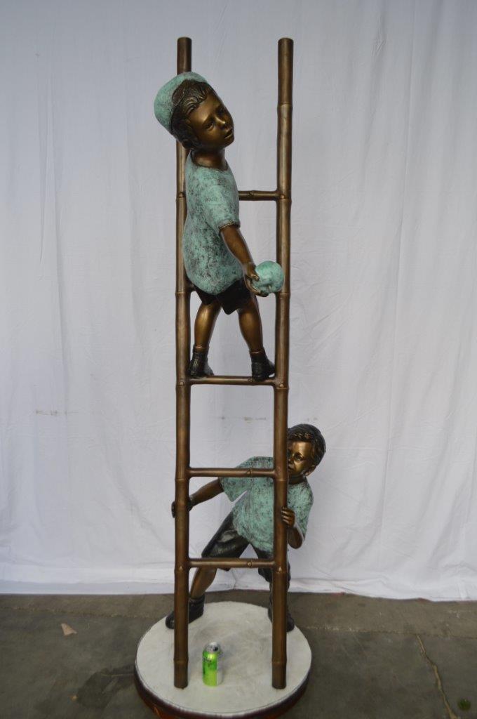Kids Climbing a Ladder to Pick Apples from a Tree  -  Size: 34"L x 23"W x 80"H.