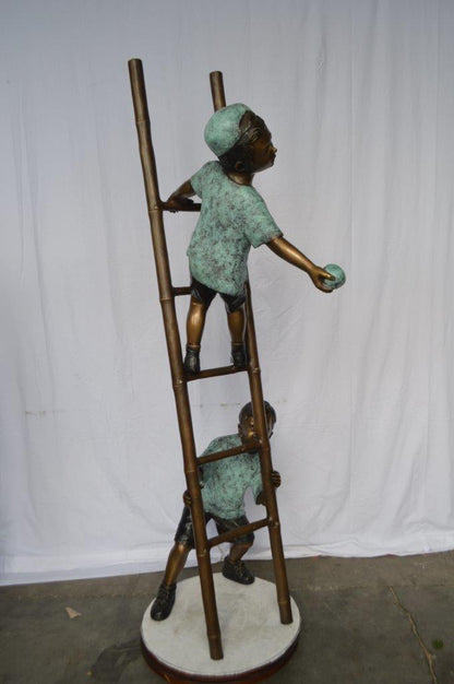Kids Climbing a Ladder to Pick Apples from a Tree  -  Size: 34"L x 23"W x 80"H.