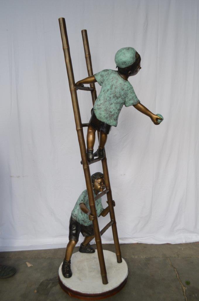 Kids Climbing a Ladder to Pick Apples from a Tree  -  Size: 34"L x 23"W x 80"H.