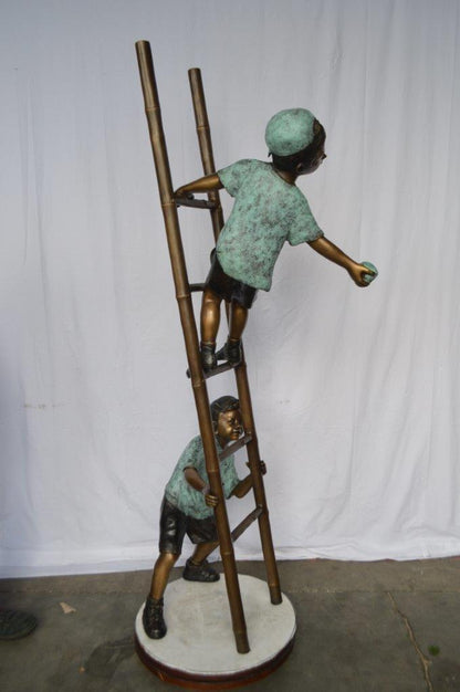 Kids Climbing a Ladder to Pick Apples from a Tree  -  Size: 34"L x 23"W x 80"H.