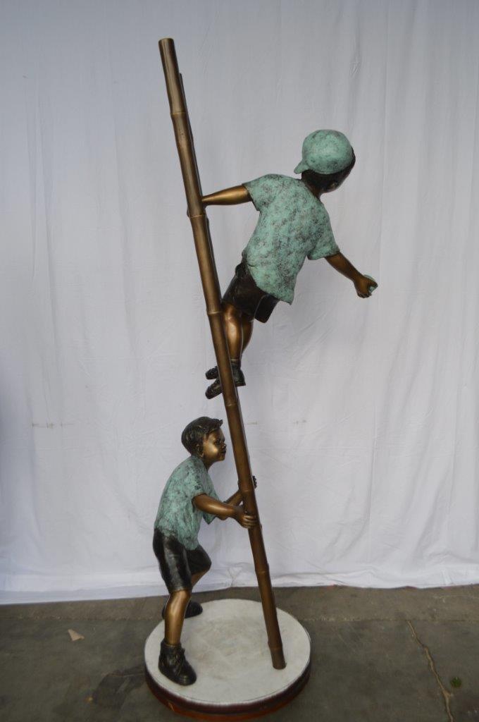 Kids Climbing a Ladder to Pick Apples from a Tree  -  Size: 34"L x 23"W x 80"H.