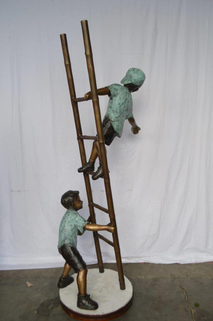 Kids Climbing a Ladder to Pick Apples from a Tree  -  Size: 34"L x 23"W x 80"H.
