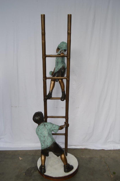 Kids Climbing a Ladder to Pick Apples from a Tree  -  Size: 34"L x 23"W x 80"H.