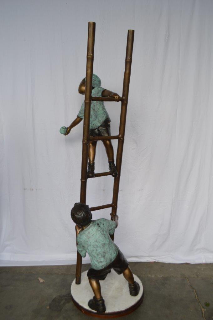 Kids Climbing a Ladder to Pick Apples from a Tree  -  Size: 34"L x 23"W x 80"H.