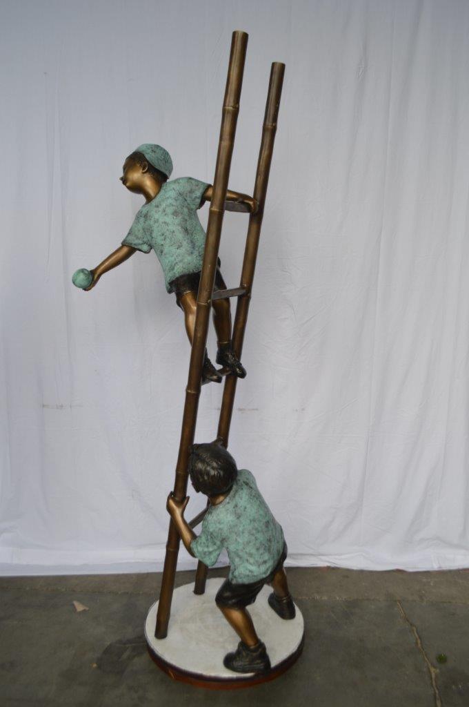Kids Climbing a Ladder to Pick Apples from a Tree  -  Size: 34"L x 23"W x 80"H.