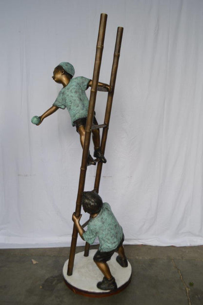 Kids Climbing a Ladder to Pick Apples from a Tree  -  Size: 34"L x 23"W x 80"H.