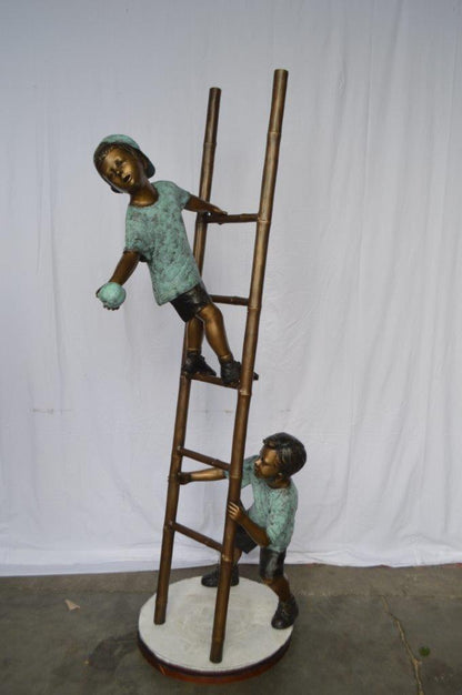 Kids Climbing a Ladder to Pick Apples from a Tree  -  Size: 34"L x 23"W x 80"H.