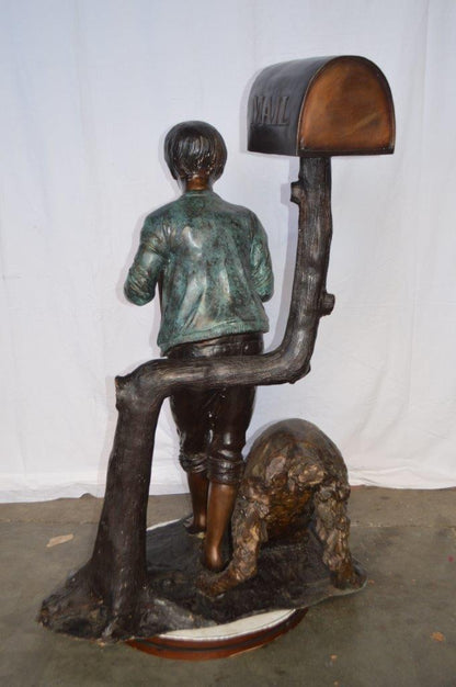 Mailbox - Boy Reading a Letter Bronze Statue -  Size: 33"L x 36"W x 54"H.