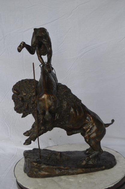 Buffalo Horse by Remington medium sz bronze statue -  Size: 21"L x 13"W x 29"H.