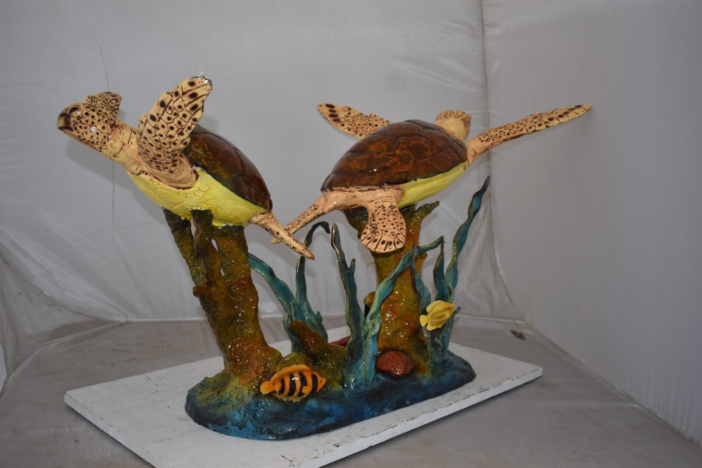 Gliding Turtles in Reef Table Top Bronze Statue  Size: 18" x 16" x 31"H