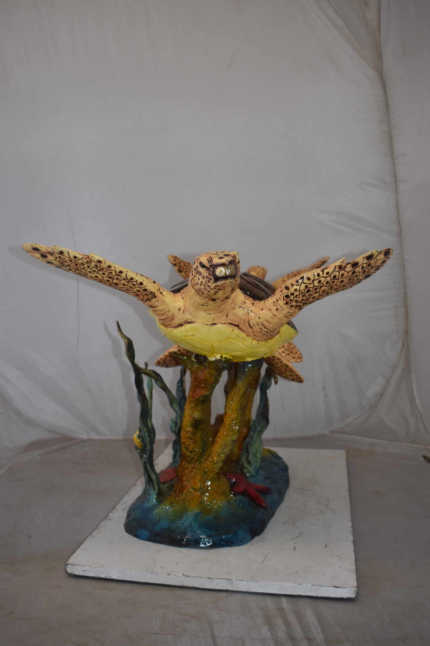 Gliding Turtles in Reef Table Top Bronze Statue  Size: 18" x 16" x 31"H