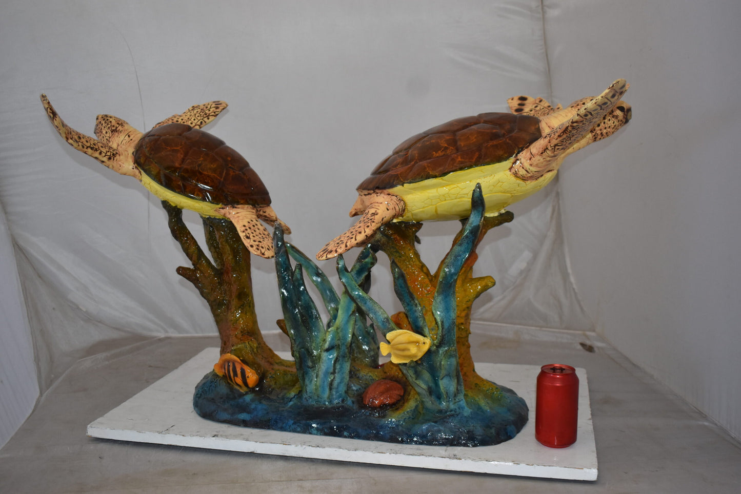 Gliding Turtles in Reef Table Top Bronze Statue  Size: 18" x 16" x 31"H