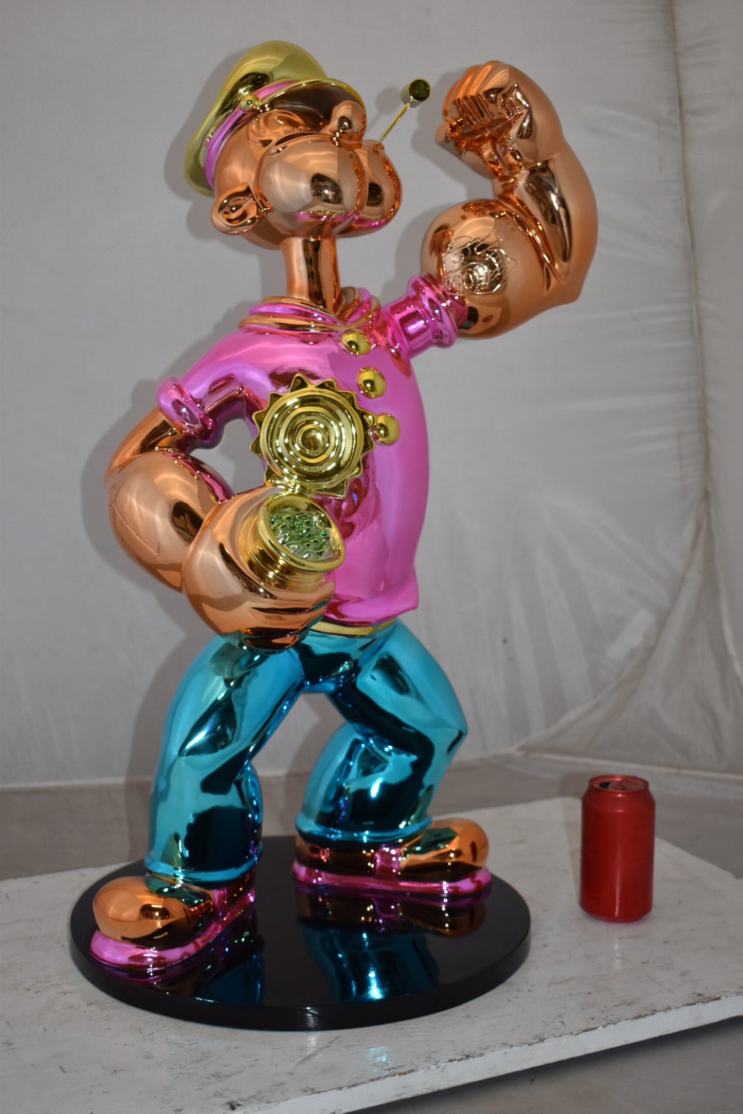 Popeye with Pink shirt Resin Statue Size: 18" x 16" x 31"H