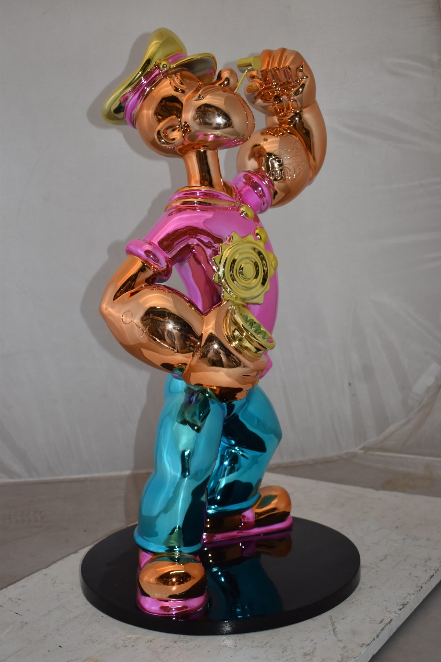 Popeye with Pink shirt Resin Statue Size: 18" x 16" x 31"H