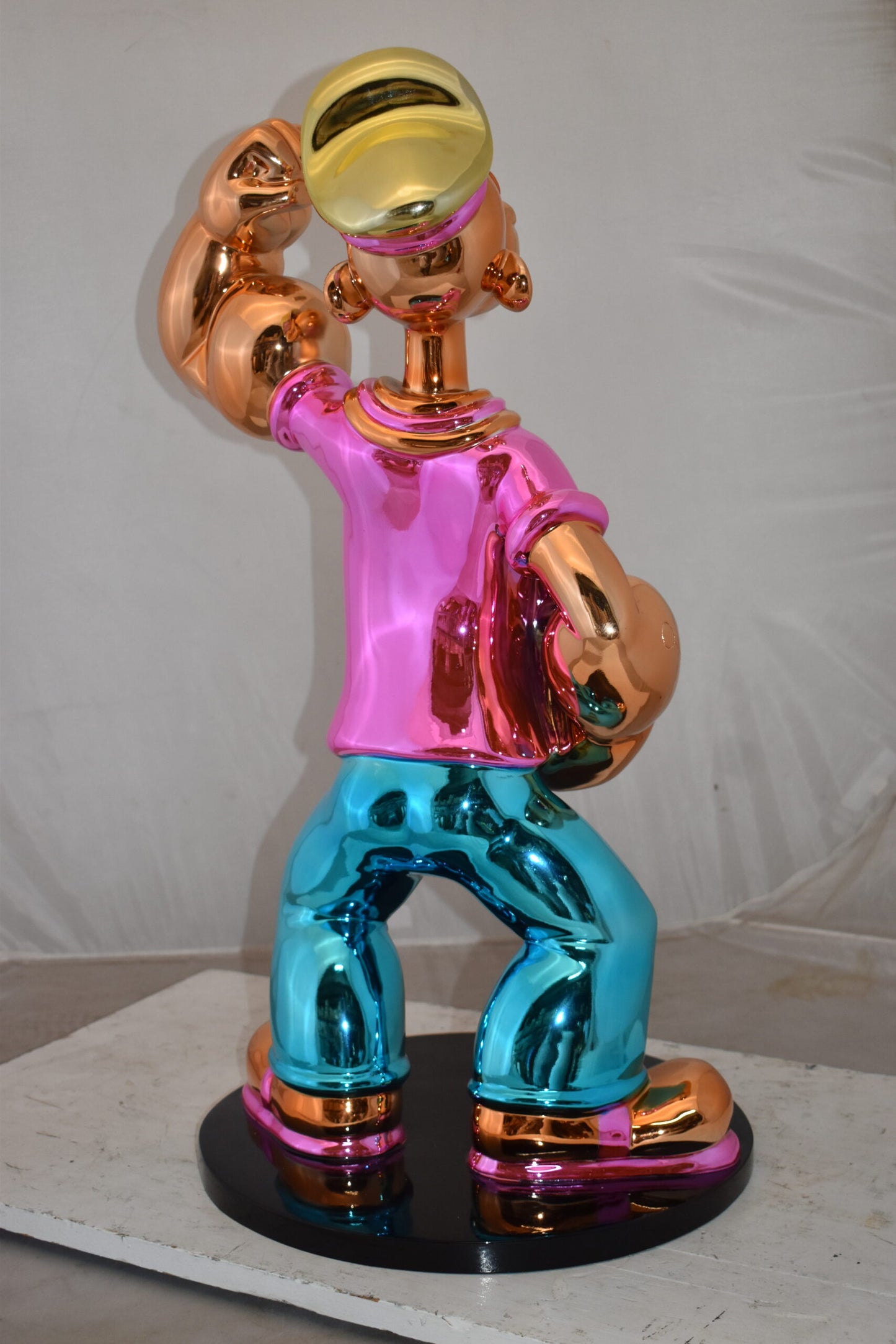 Popeye with Pink shirt Resin Statue Size: 18" x 16" x 31"H