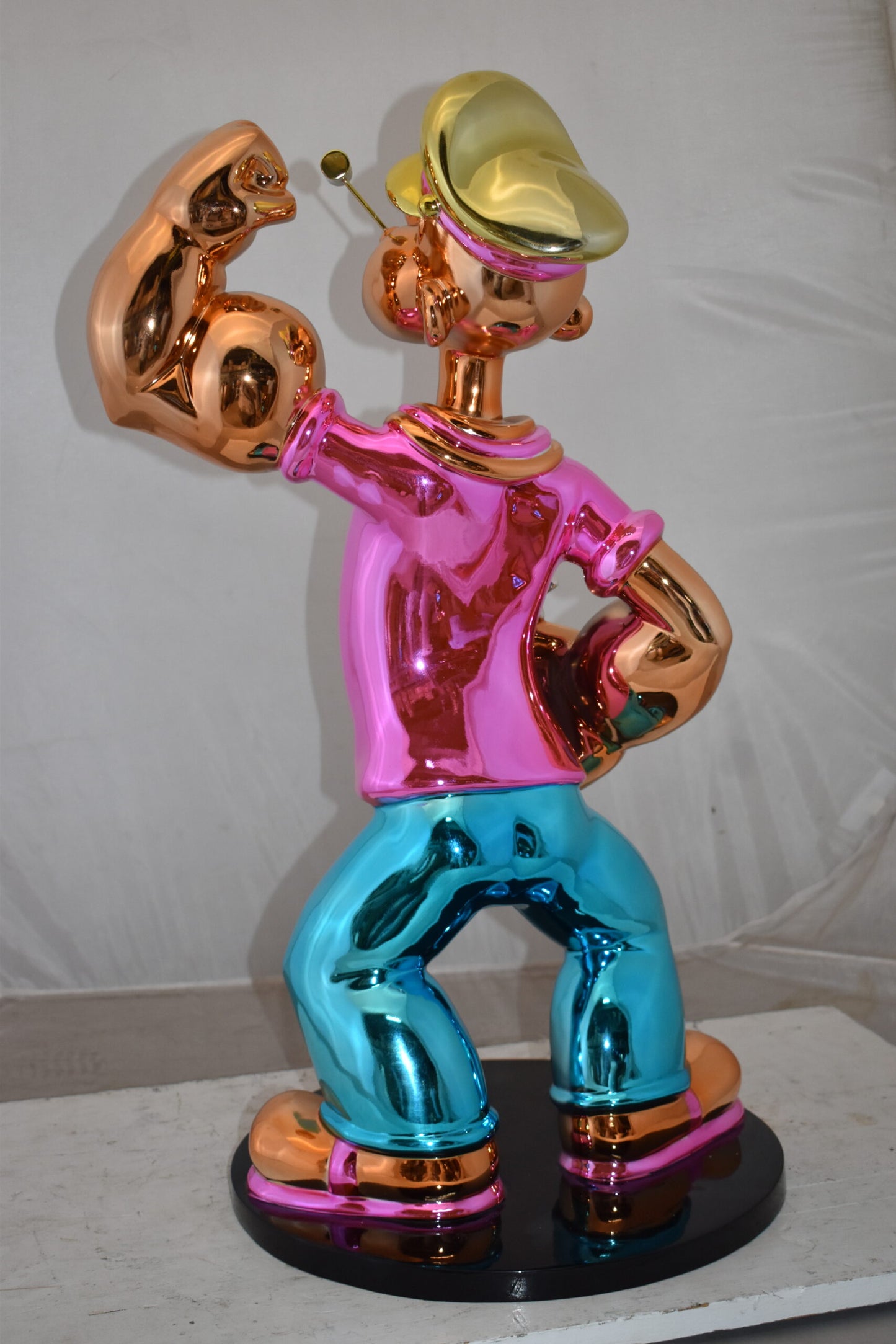 Popeye with Pink shirt Resin Statue Size: 18" x 16" x 31"H