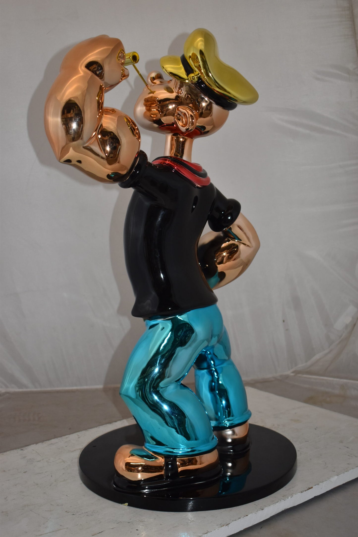 Popeye with Black shirt Resin Statue Size: 18" x 16" x 31"H