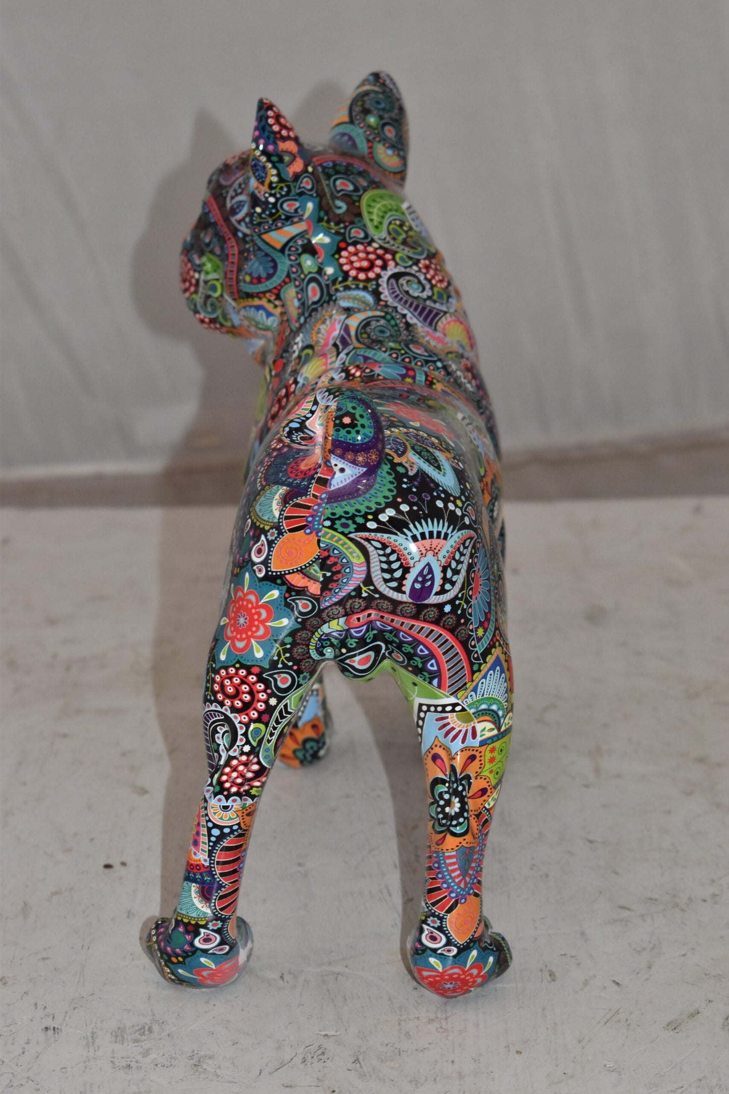 Multicolor Abstract Pug Resin Statue Size: 13" x 5" x 11"H