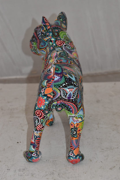 Multicolor Abstract Pug Resin Statue Size: 13" x 5" x 11"H