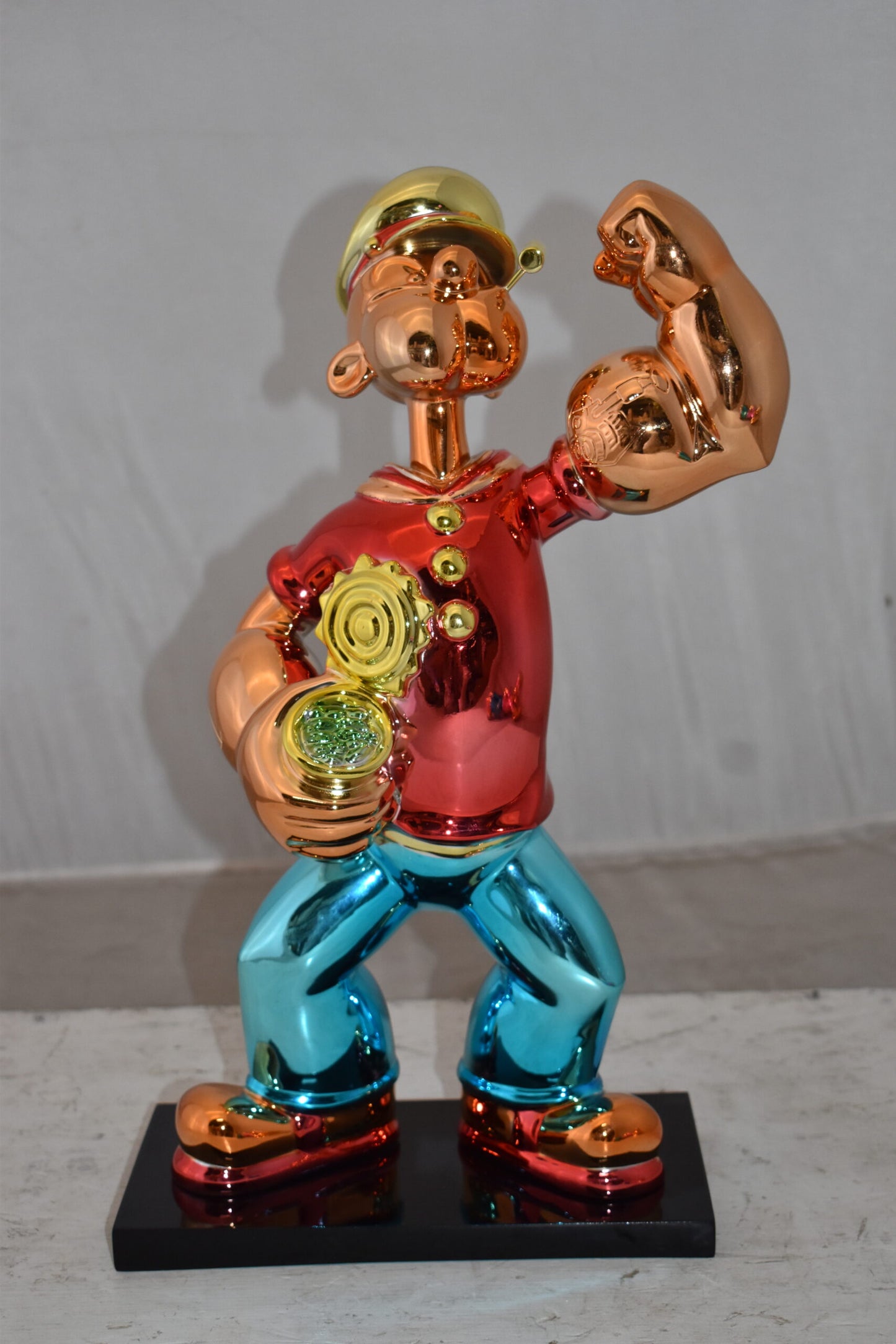 Iconic Red Popeye smaller Resin Statue  Size: 11" x 6" x 17"H