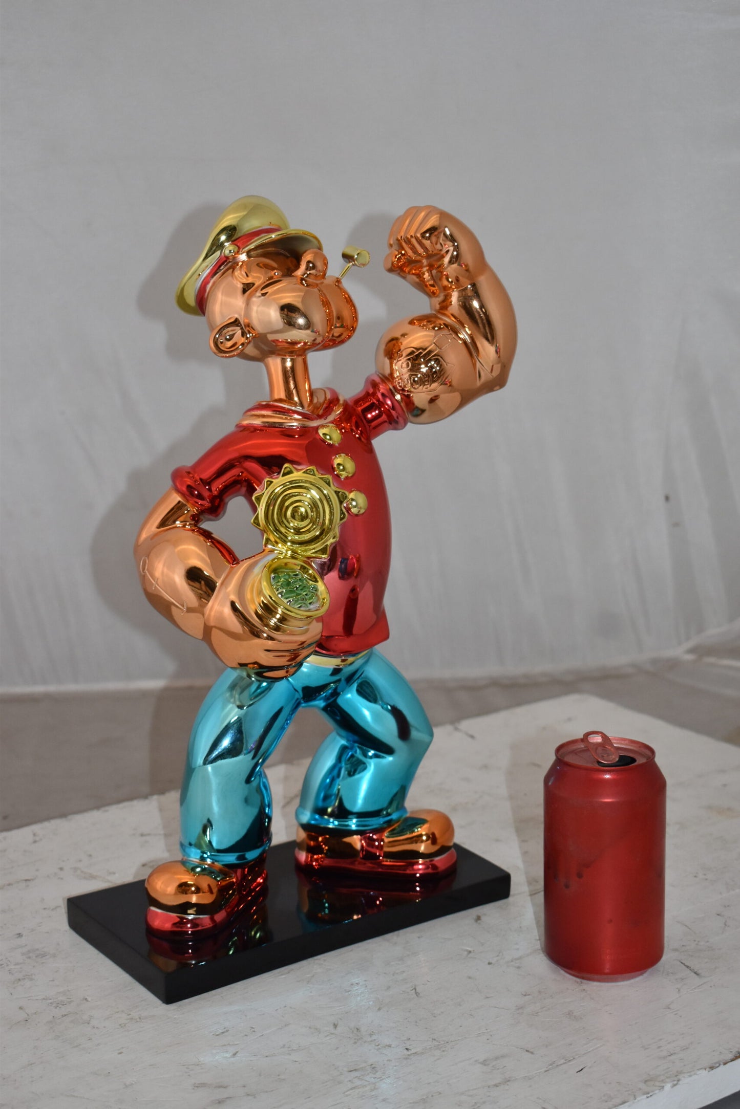Iconic Red Popeye smaller Resin Statue  Size: 11" x 6" x 17"H