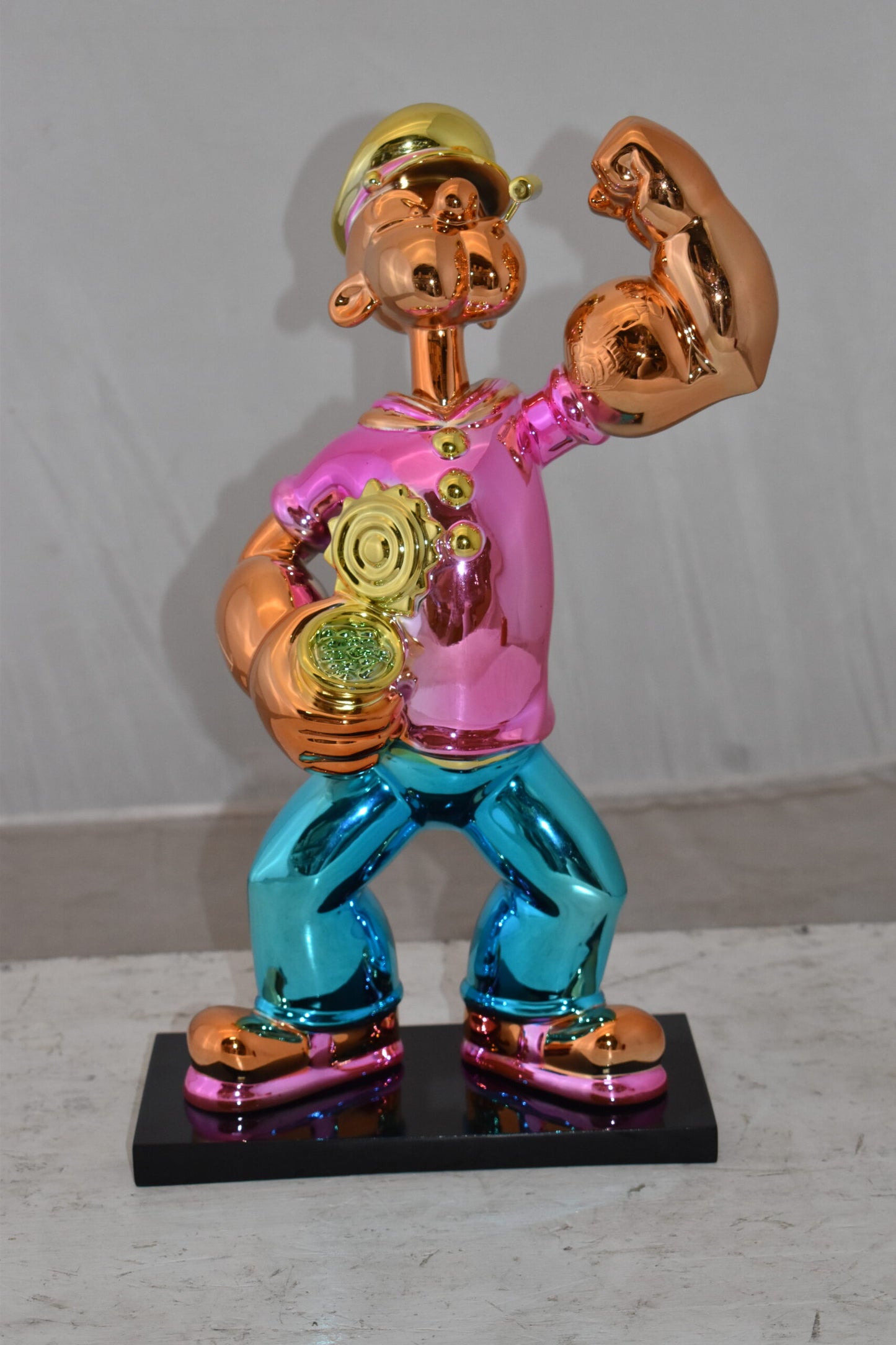 Iconic Pink Popeye smaller Resin Statue  Size: 11" x 6" x 17"H