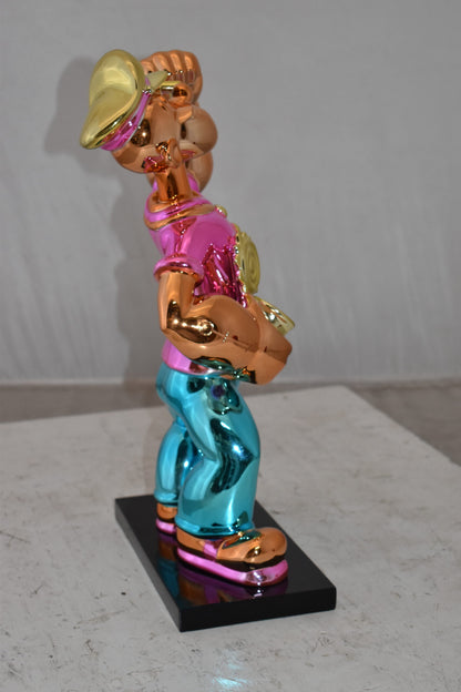 Iconic Pink Popeye smaller Resin Statue  Size: 11" x 6" x 17"H