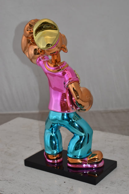 Iconic Pink Popeye smaller Resin Statue  Size: 11" x 6" x 17"H