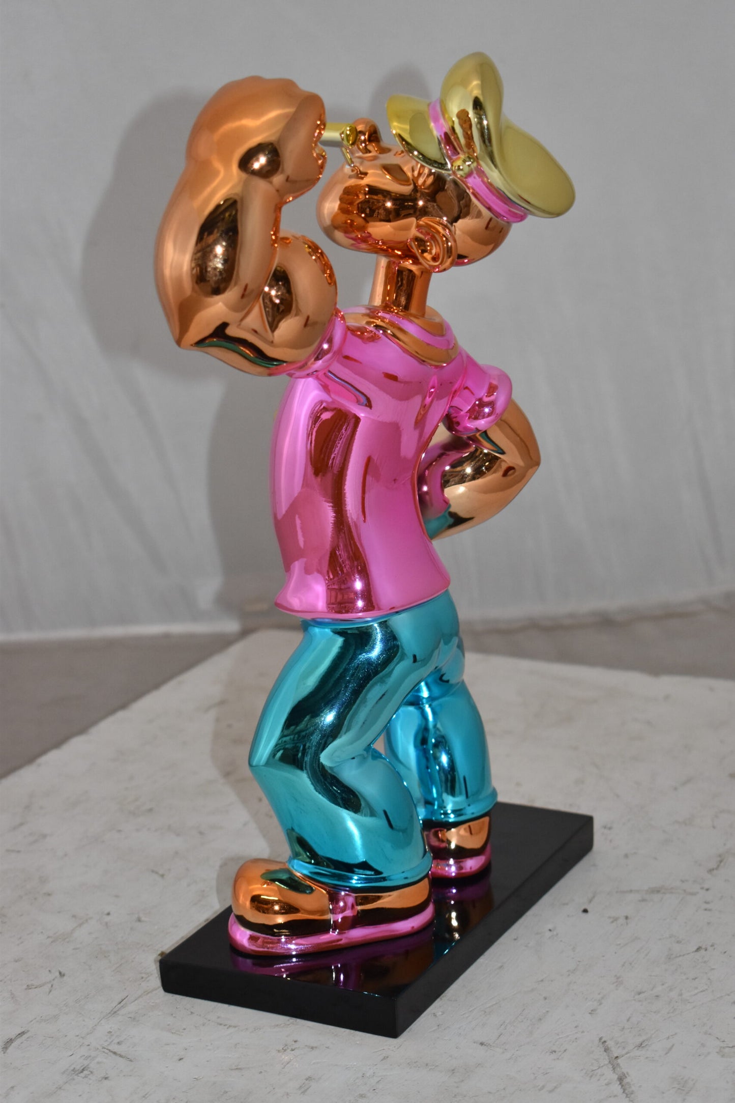 Iconic Pink Popeye smaller Resin Statue  Size: 11" x 6" x 17"H