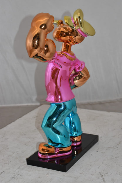 Iconic Pink Popeye smaller Resin Statue  Size: 11" x 6" x 17"H
