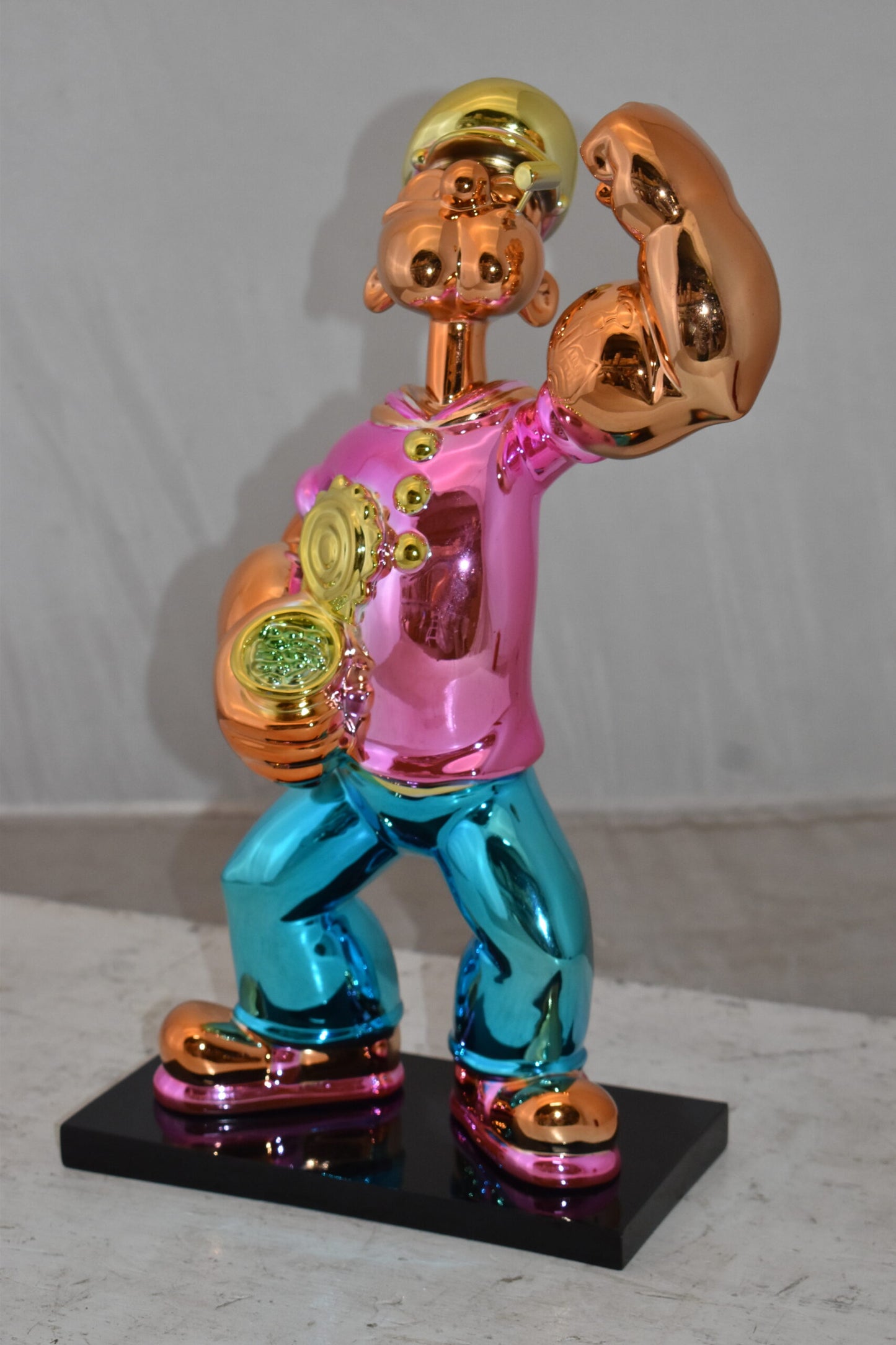 Iconic Pink Popeye smaller Resin Statue  Size: 11" x 6" x 17"H