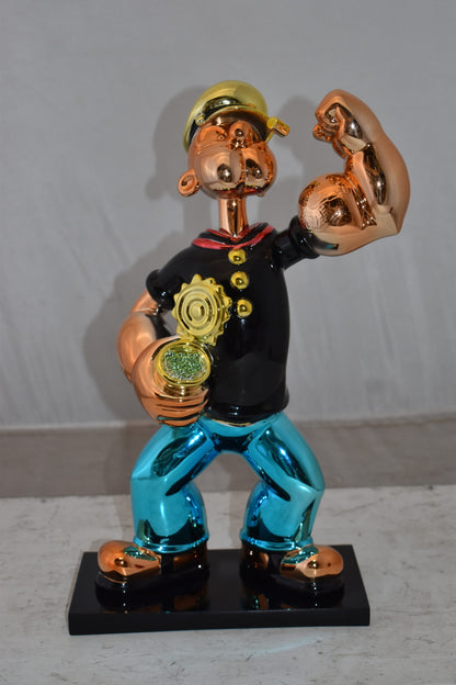 Iconic Black Popeye smaller Resin Statue  Size: 11" x 6" x 17"H