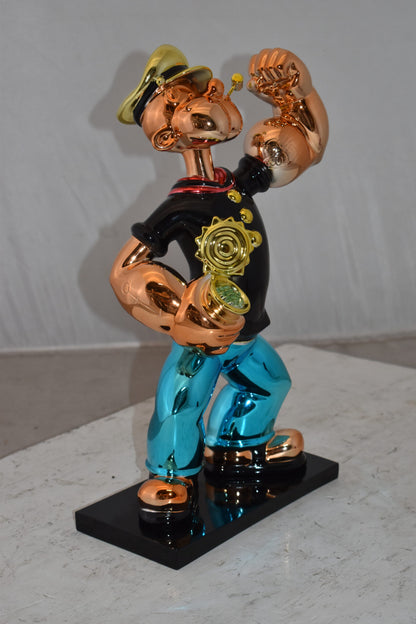 Iconic Black Popeye smaller Resin Statue  Size: 11" x 6" x 17"H