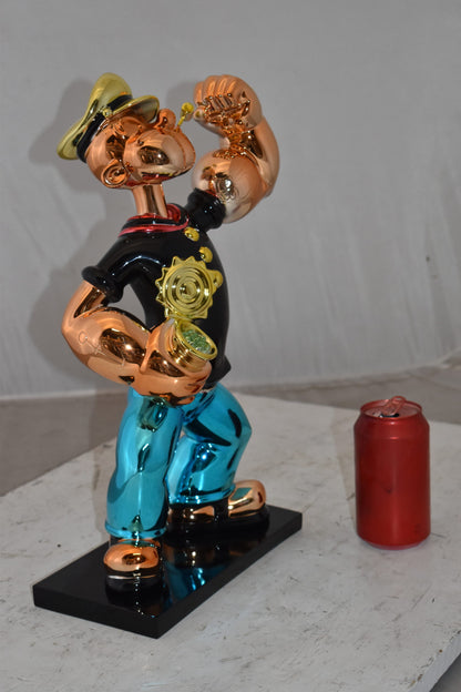 Iconic Black Popeye smaller Resin Statue  Size: 11" x 6" x 17"H